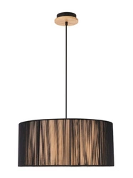 Lampa wisząca Kioto 3 czarna drewniana 45 cm nowoczesna do salonu i jadalni