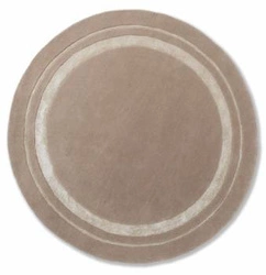 Dywan okrągły do salonu Redbrook 200 cm beżowy wełniany nowoczesny łatwy w czyszczeniu