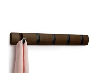 Wieszak ścienny do przedpokoju Umbra Flip Hook brązowy nowoczesny z 5 haczykami 51 cm