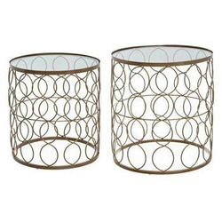 Zestaw 2 okrągłych stolików kawowych Archi złoty szklany glamour do salonu Atmosphera