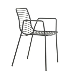 Krzesło ogrodowe metalowe Summer SCAB Design antracytowe z podłokietnikami nowoczesne sztaplowane