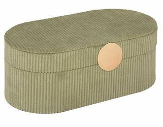 Organizer na biżuterię Enya zielony sztruksowy z lusterkiem i przegródkami Atmosphera