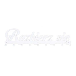 Intesi Rozbierz się biały nowoczesny wieszak ścienny do przedpokoju metalowy z napisem