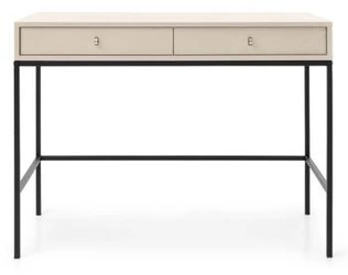 Nowoczesna toaletka Evora beżowa z szufladami do sypialni, elegancka konsola glamour