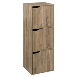 Komoda wysoka Kali 100 cm nowoczesna z 3 szafkami do przedpokoju naturalna