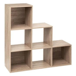 Regał na książki schodkowy Kali 6 półek skandynawski naturalny modułowy do salonu