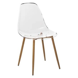 Krzesło do jadalni Taho Atmosphera transparentne z polikarbonu i metalowymi nogami łatwe w czyszczeniu