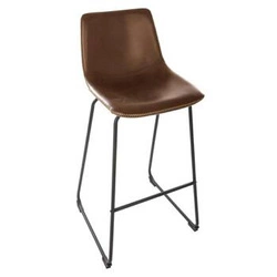 Hoker loftowy Lois Atmosphera brązowy z oparciem do kuchni i wyspy, tapicerowany vintage 75 cm