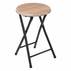 Taboret składany 5five simply smart z efektem drewna do kuchni, nowoczesny, czarno-naturalny