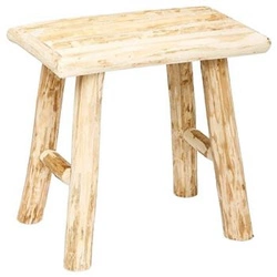 Stołek drewniany Woody boho do kuchni i salonu Atmosphera naturalny niski taboret