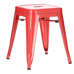 Taboret Paris czerwony metalowy inspirowany Tolix do kuchni i jadalni styl industrialny