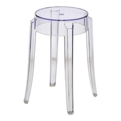 Stołek transparentny Ghost Duch 46 cm nowoczesny do kuchni i toaletki D2.DESIGN sztaplowany