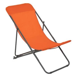 Leżak ogrodowy rozkładany Setubal pomarańczowy metalowy klasyczny na taras i balkon Atmosphera
