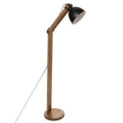 Lampa stojąca do salonu Cuba Atmosphera drewniana czarna regulowana nowoczesna z abażurem