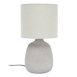 Lampa stołowa Amani ceramiczna szara z bawełnianym abażurem do sypialni i salonu nowoczesna