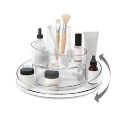 Organizer na kosmetyki Umbra Cascada transparentny nowoczesny z przegródkami do łazienki 25x25 cm