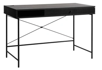 Biurko Pensacola czarny dąb 120 cm nowoczesne do pracy z szufladą