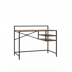 Biurko Altino loft dąb czarny z półkami do pracy i do biura 110 cm
