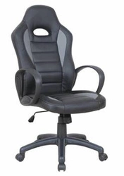 Fotel gamingowy ergonomiczny Chambray czarny skórzany obrotowy do biurka z podłokietnikami
