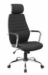 Fotel biurowy ergonomiczny Yuki czarny skórzany obrotowy z zagłówkiem i podłokietnikami do biura
