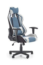 Fotel biurowy ergonomiczny Cayen Intesi szary niebieski z zagłówkiem do biurka obrotowy