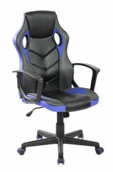 Fotel gamingowy Kassel czarno-niebieski ergonomiczny obrotowy z podłokietnikami do biurka