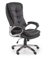 Fotel biurowy ergonomiczny Aero Intesi czarny skórzany obrotowy z podłokietnikami do biura