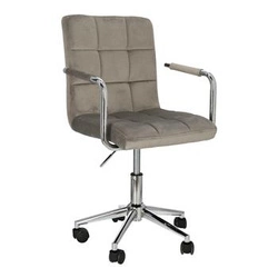 Fotel biurowy ergonomiczny Cosmo Arm szary welurowy obrotowy z podłokietnikami do biura