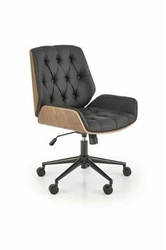 Fotel biurowy ergonomiczny Vinger Intesi orzech czarny skóra ekologiczna obrotowy do biura