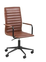 Fotel biurowy ergonomiczny obrotowy Winslow brązowy skórzany z podłokietnikami do biura
