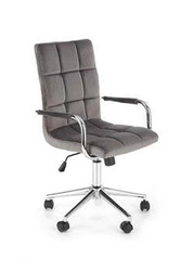 Fotel biurowy ergonomiczny obrotowy Mooni XL szary welurowy z podłokietnikami do biurka