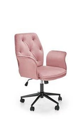 Fotel biurowy ergonomiczny Tulipe różowy welurowy obrotowy z podłokietnikami do biura