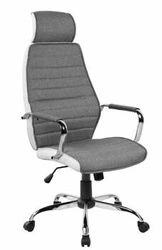 Fotel biurowy ergonomiczny Yuki szaro-biały skórzany z zagłówkiem i regulacją Intesi