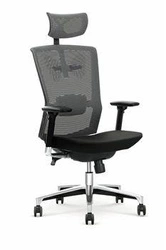 Fotel biurowy ergonomiczny Cancler szary obrotowy z zagłówkiem i regulacją do biura Intesi