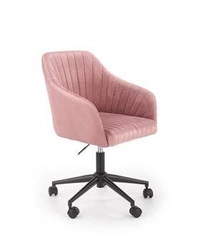 Fotel biurowy ergonomiczny Emi Velvet różowy welurowy obrotowy z podłokietnikami do biurka