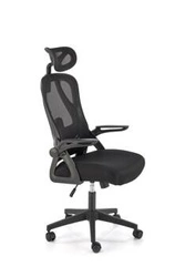 Fotel biurowy ergonomiczny Yiro czarny siatkowy obrotowy z zagłówkiem do biurka Intesi