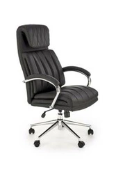 Fotel biurowy ergonomiczny obrotowy Lacour PU czarny z podłokietnikami do biura Intesi