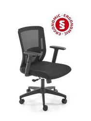 Fotel biurowy ergonomiczny Ducrot czarny obrotowy z siatki i regulacją do biurka