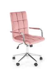 Fotel biurowy ergonomiczny obrotowy Mooni XL różowy welurowy z podłokietnikami do biurka