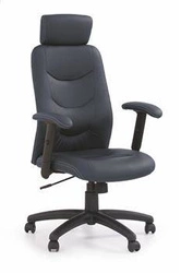 Fotel biurowy ergonomiczny Tilso czarny skórzany obrotowy z zagłówkiem i regulacją Intesi