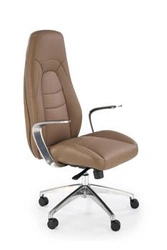Fotel biurowy ergonomiczny obrotowy Nolvia cappuccino skórzany z podłokietnikami do biura