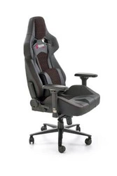 Fotel gamingowy Zargor czarny ergonomiczny skórzany obrotowy z zagłówkiem do biurka