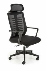 Ergonomiczny fotel biurowy Radar czarny obrotowy z zagłówkiem i regulacją do biura
