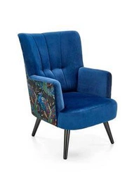 Fotel wypoczynkowy Gredos welur granatowy do salonu nowoczesny z podłokietnikami Intesi