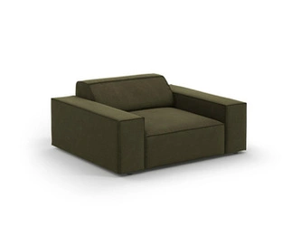 Fotel uszak Jodie welurowy zielony do salonu nowoczesny z podłokietnikami BESO LUX