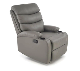 Fotel rozkładany Persjan Intesi do salonu z podnóżkiem szary ekoskóra nowoczesny relax