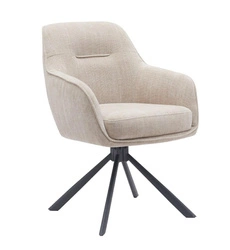 Fotel obrotowy Lova nowoczesny aksamitny beżowy do salonu z podłokietnikami