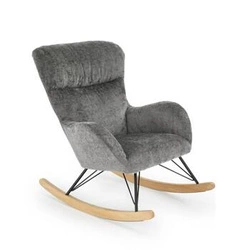 Fotel bujany Opera szary do salonu nowoczesny skandynawski tapicerowany z podłokietnikami