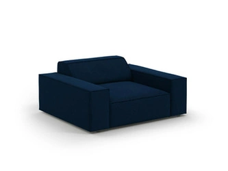 Fotel wypoczynkowy Jodie Royal Blue welur nowoczesny fotel do salonu z podłokietnikami
