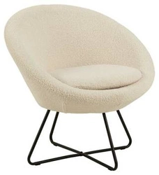 Fotel muszelka Center beżowy nowoczesny tapicerowany do salonu i sypialni na metalowych nogach